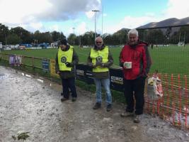 Members selling programmes at Keswick Rugby Club